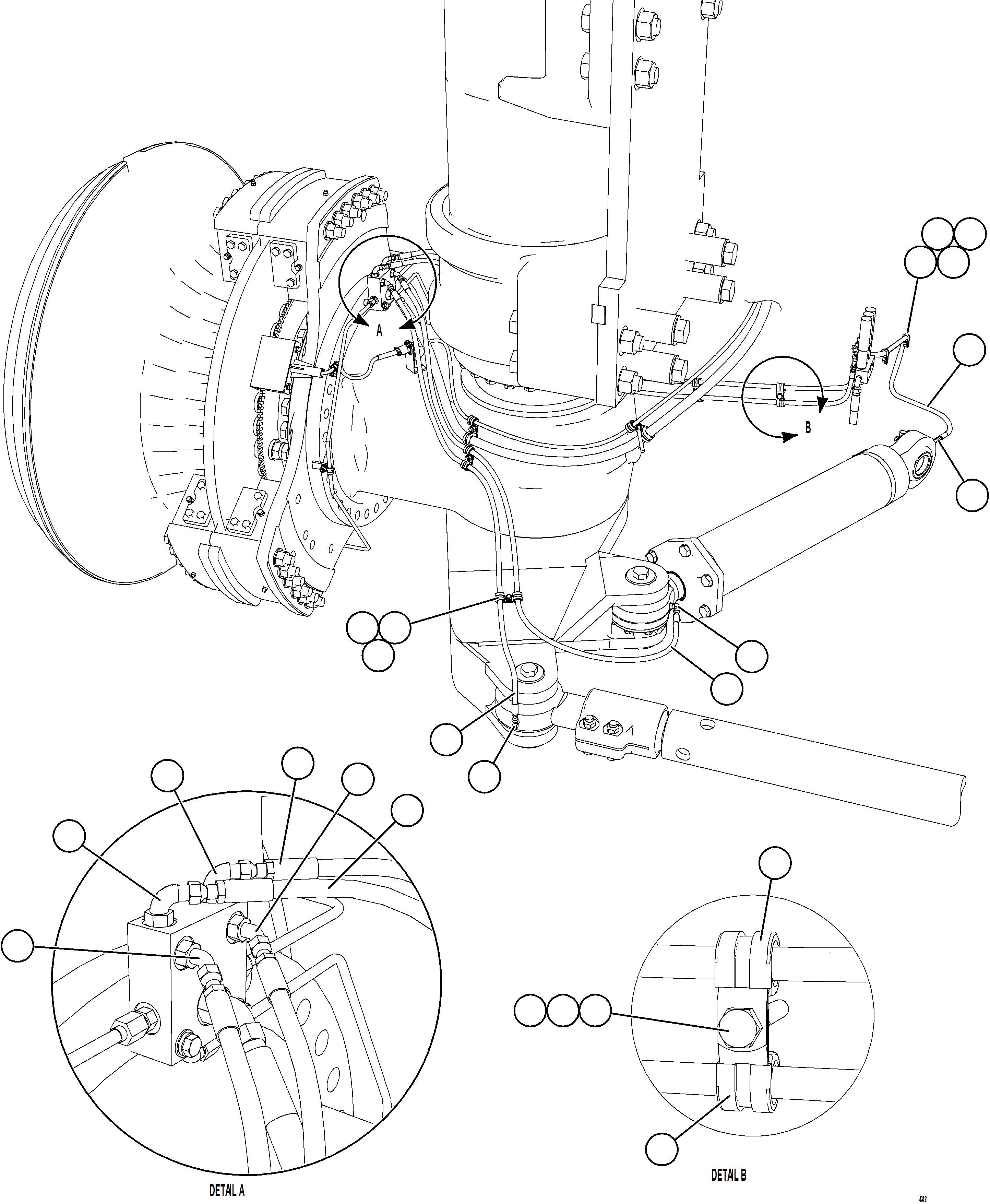 Komatsu parts book diagram for AFE57-JJ 830E-1AC S/N A41035 COLOWYO: AUTOMATIC LUBRICATION - STEERING