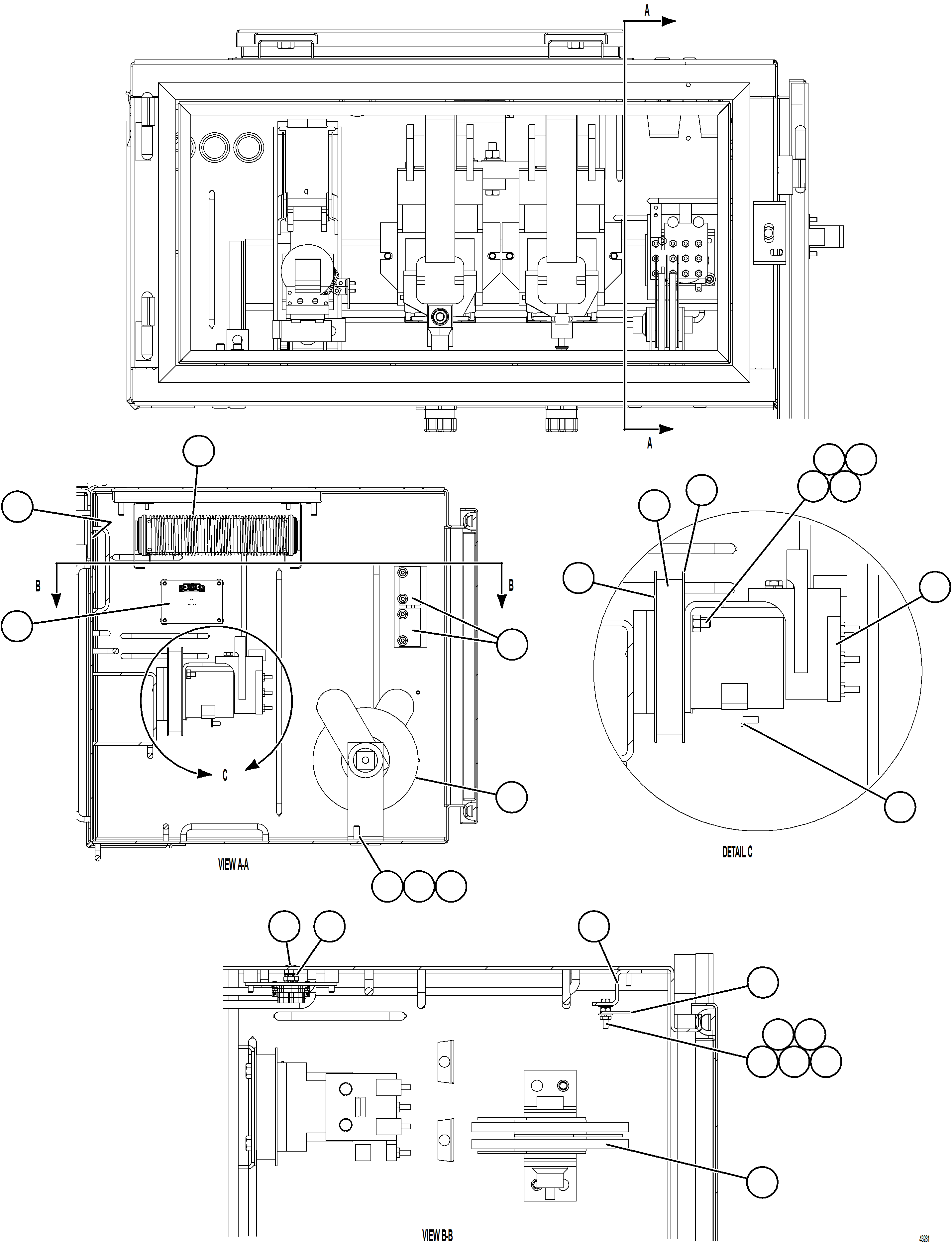 Komatsu parts book diagram for AFE57-JJ 830E-1AC S/N A41035 COLOWYO: CTRL CABINET -CONTACTOR BOX    1/2    58E-43-00022