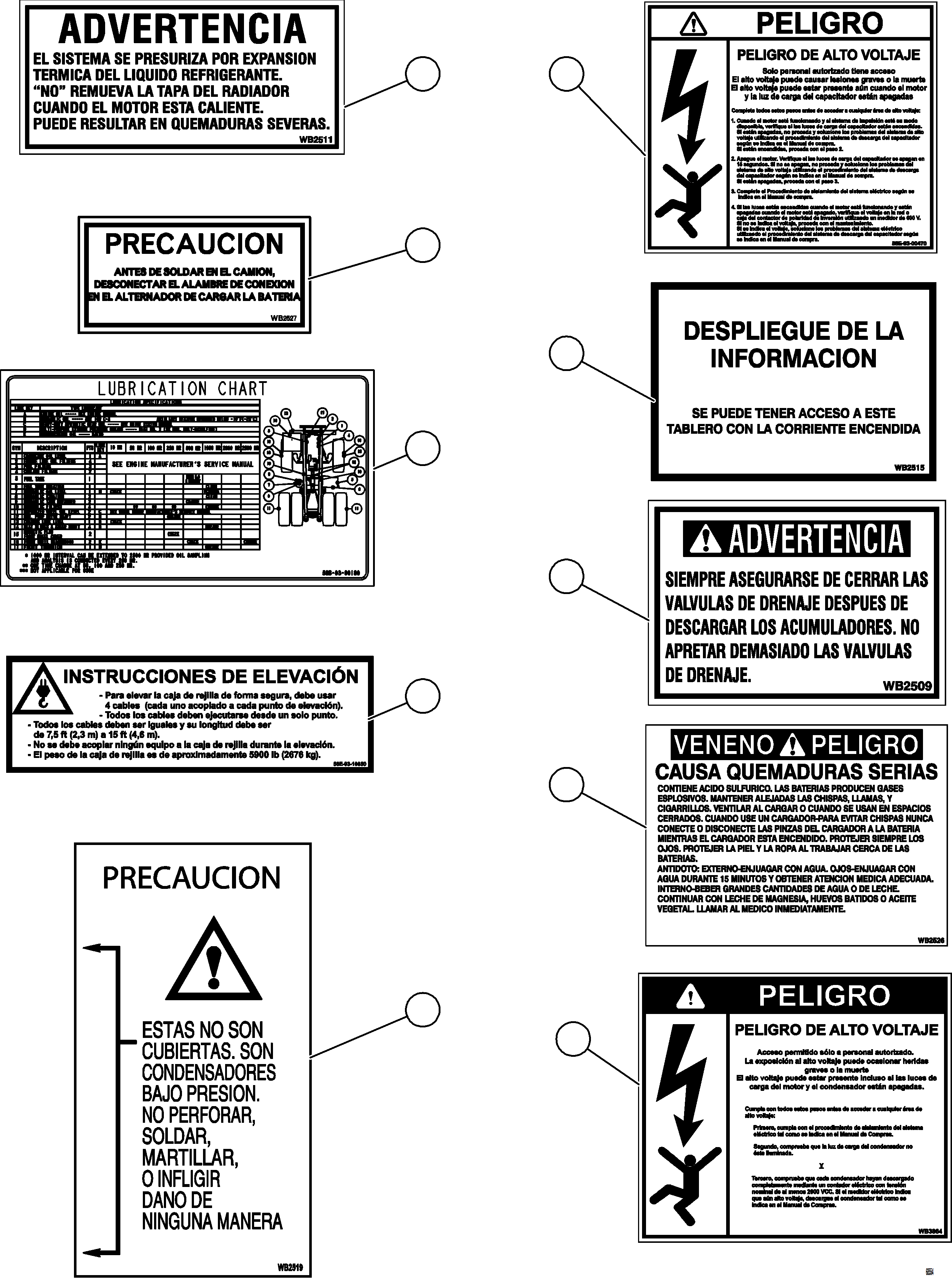 Dump Trucks Komatsu / AFE57-JU 830E-1AC S/N A41074  MANTOS COPPER(AFE57-JU) / DECALS & WARNINGS (SPANISH)    2/6(004 : 68554)
