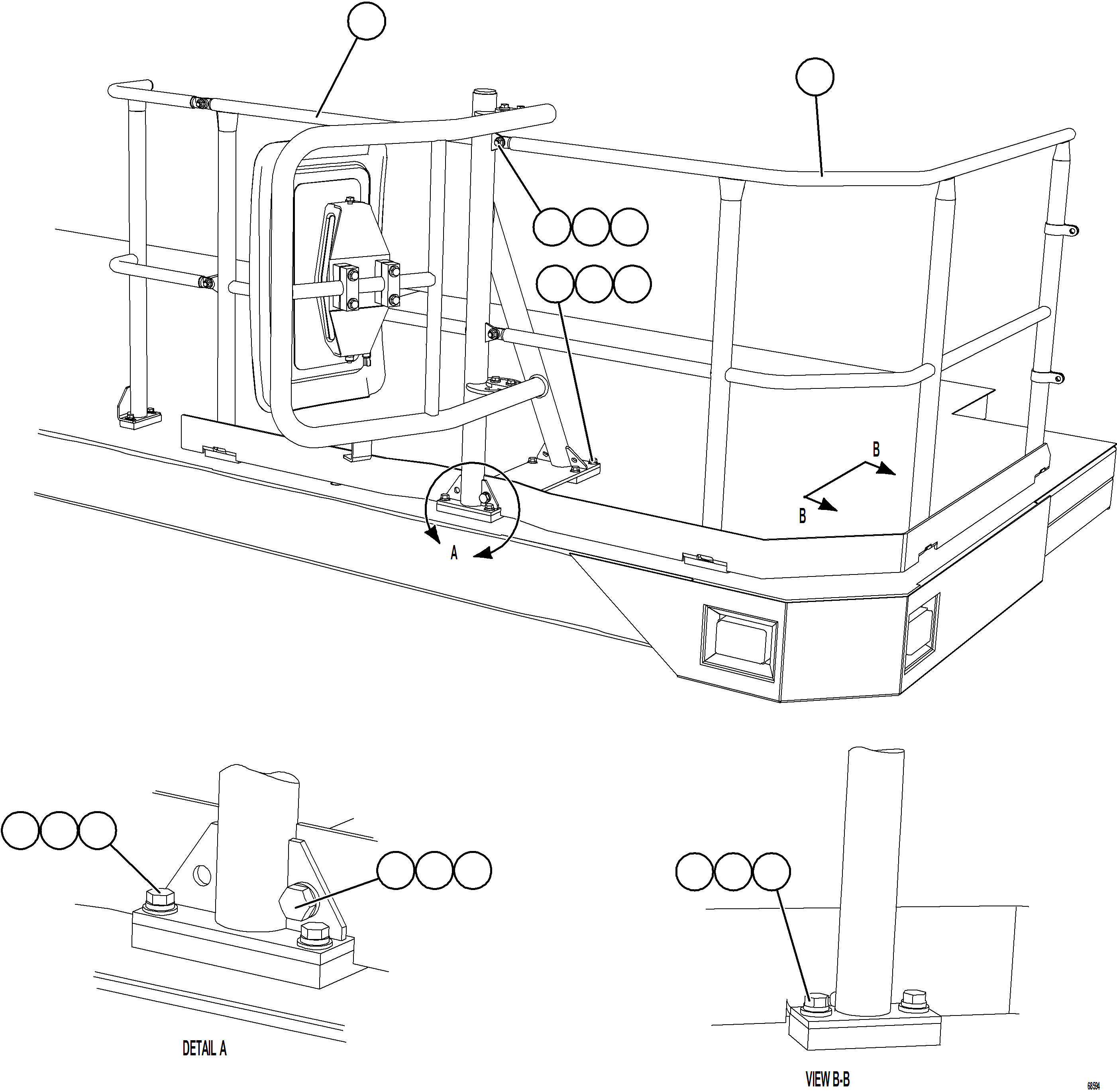 Dump Trucks Komatsu / AFE57-JU 830E-1AC S/N A41074  MANTOS COPPER(AFE57-JU) / RH DECK HANDRAILS(050 : 68594)