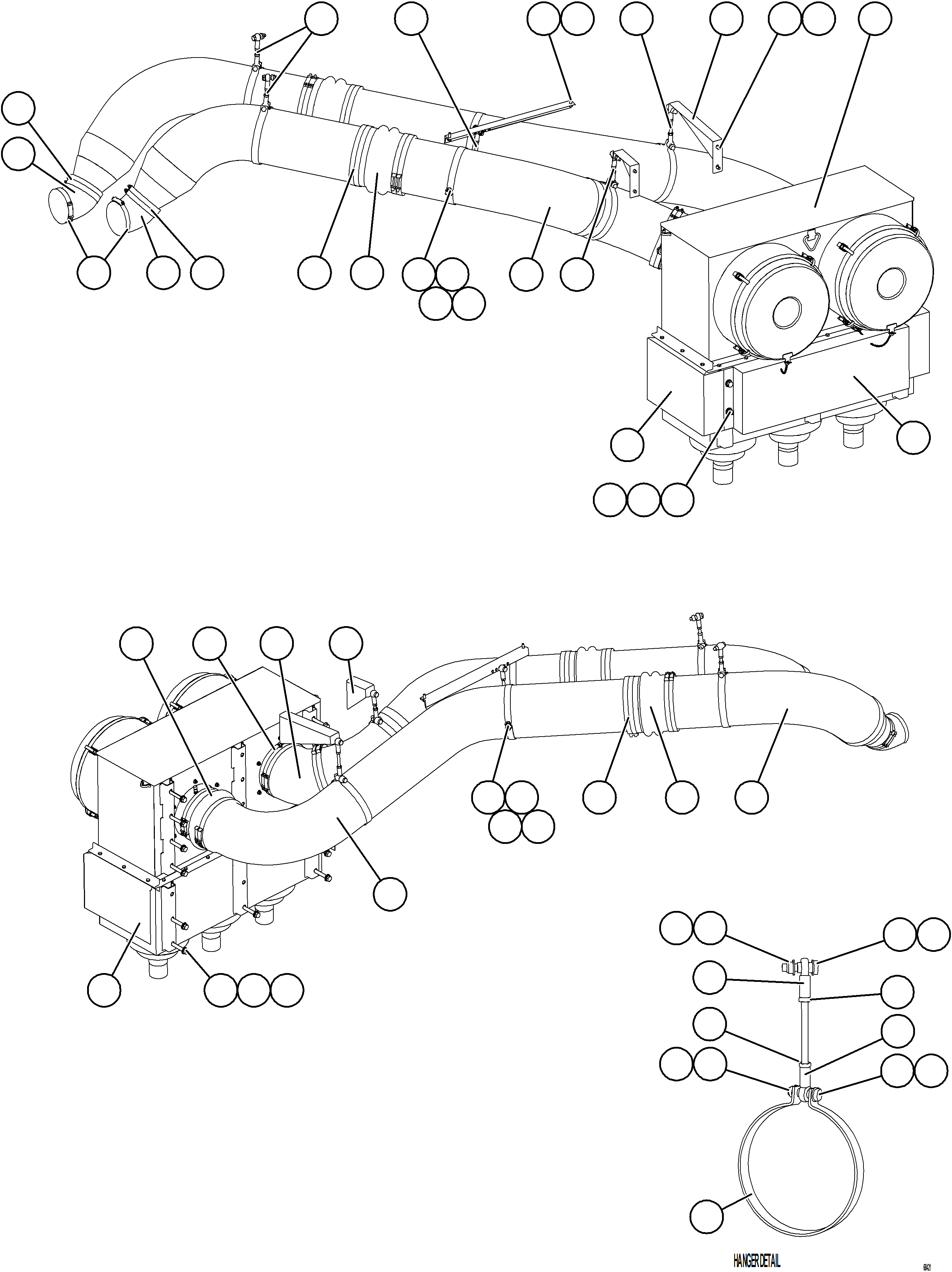 Dump Trucks Komatsu / AFE57-JU 830E-1AC S/N A41074  MANTOS COPPER(AFE57-JU) / LH AIR CLEANER PIPING(082 : 68421)