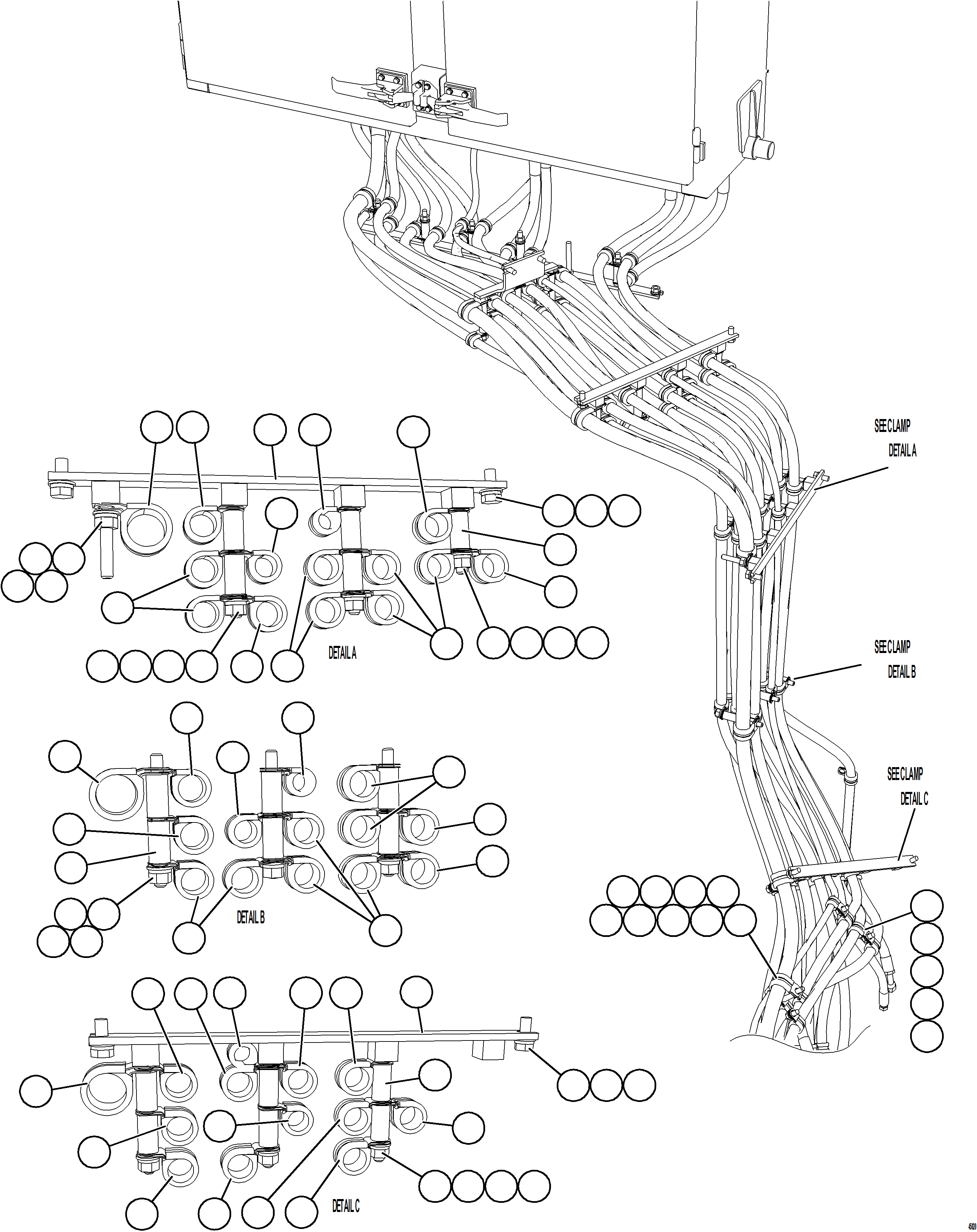 Dump Trucks Komatsu / AFE57-JU 830E-1AC S/N A41074  MANTOS COPPER(AFE57-JU) / BRAKE CABINET HOSE ROUTING    2/2(544 : 45020)