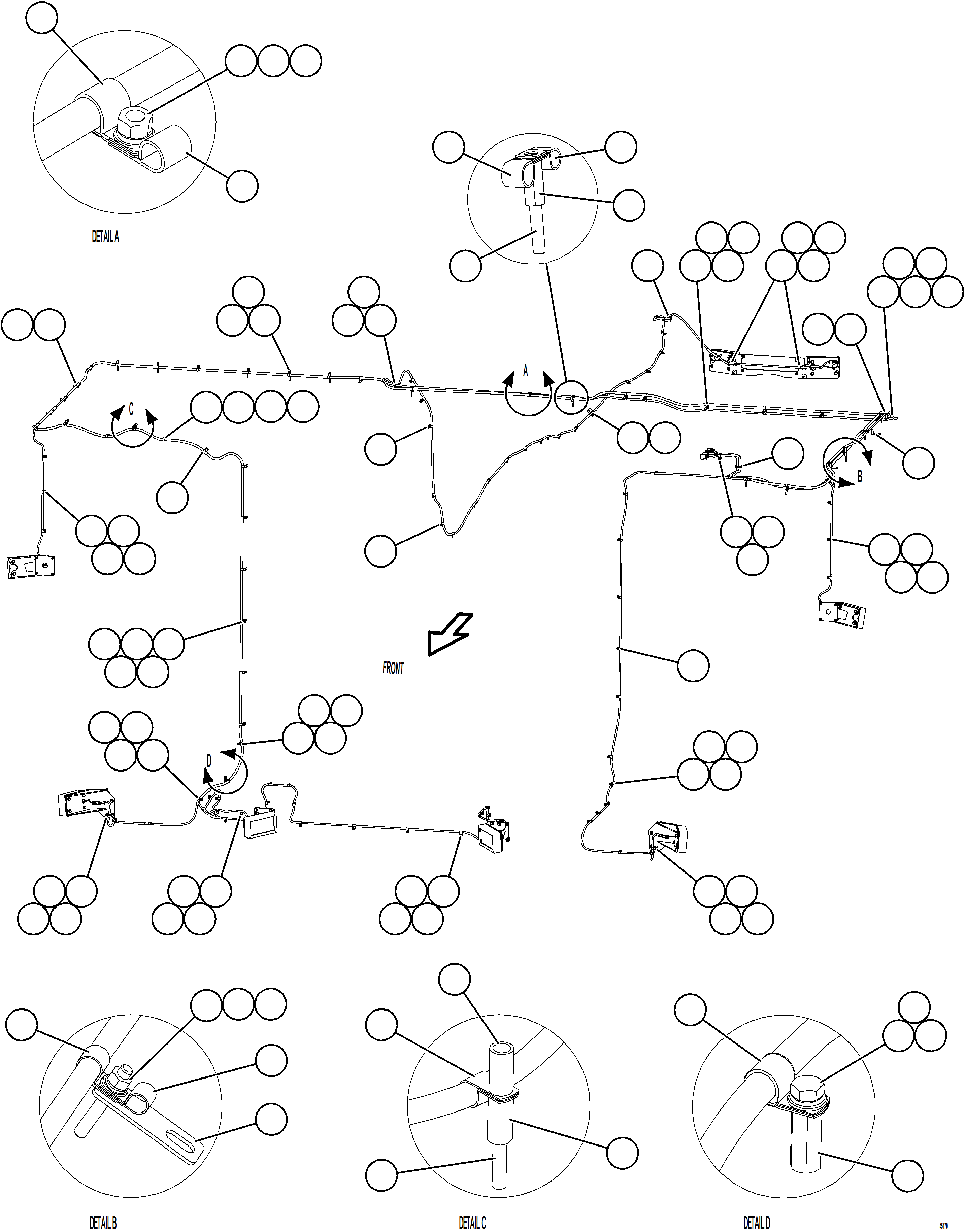 Dump Trucks Komatsu / AFE57-JZ 830E-1AC S/N A41086 - A41087  VALE - ITABIRA(AFE57-JZ) / KOMVISION RADAR HARNESS ROUTING(714 : 45170)