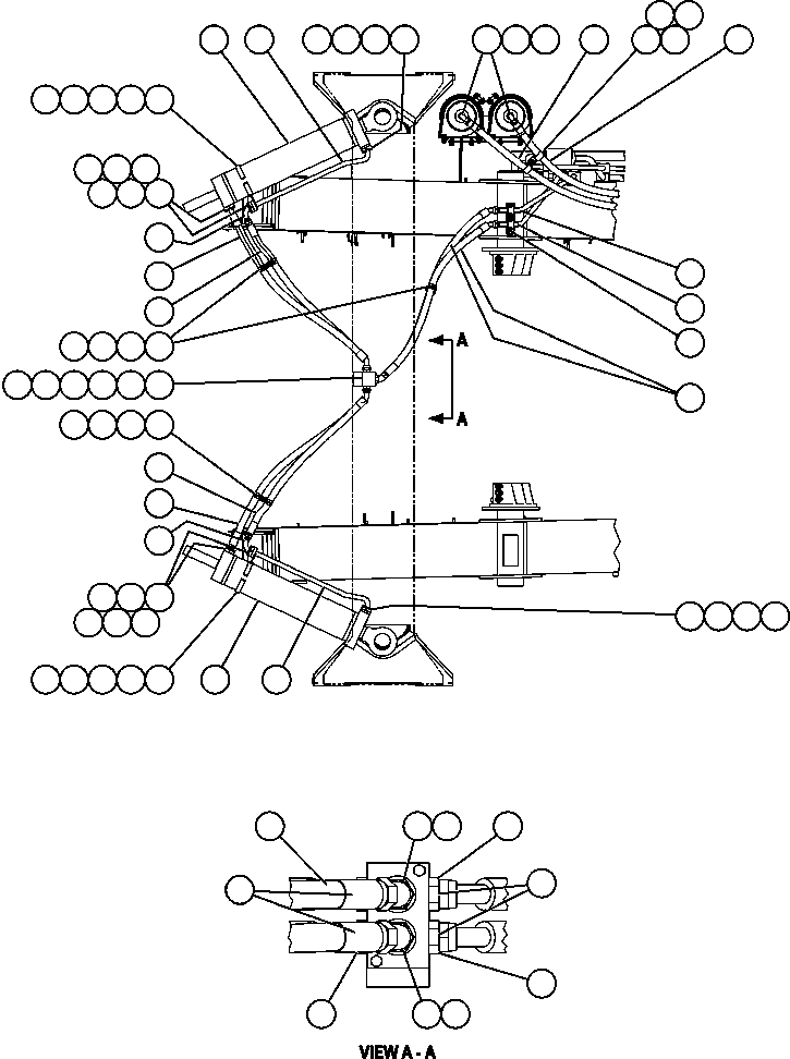 Komatsu parts book diagram for AFE57-X 830E-AC S/N A30101     HIBBING TACONITE: STEERING CYLINDER PIPING