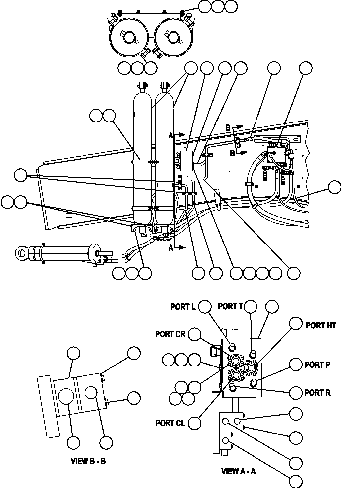 Komatsu parts book diagram for AFE57-X 830E-AC S/N A30101     HIBBING TACONITE: STEERING PIPING - 1