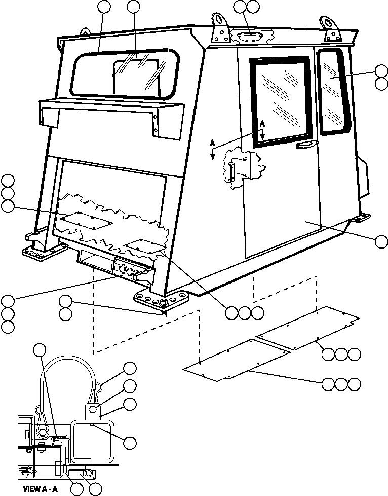 Komatsu parts book diagram for AFE57-X 830E-AC S/N A30101     HIBBING TACONITE: CAB ASSEMBLY - 1 (EL4190)