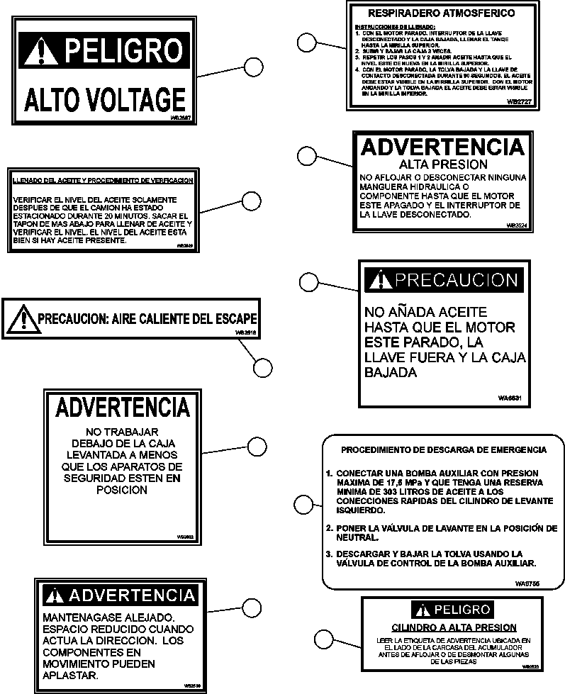 Komatsu parts book diagram for AFE59-A 930E-4 S/N A30465 - A30466    CODELCO GABY: DECALS & WARNINGS (SPANISH)