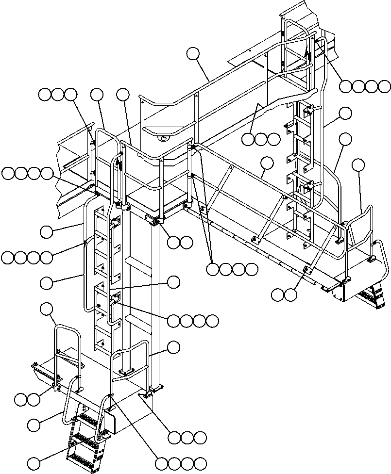 Komatsu parts book diagram for AFE59-A 930E-4 S/N A30465 - A30466    CODELCO GABY: HANDRAILS - LADDERS, STEPS & PLATFORMS