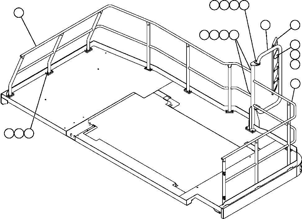 Komatsu parts book diagram for AFE59-A 930E-4 S/N A30465 - A30466    CODELCO GABY: HANDRAILS & MIRROR - L.H. DECK