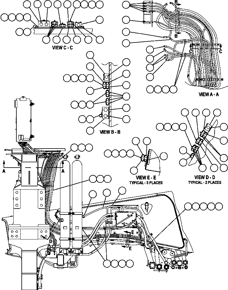Komatsu parts book diagram for AFE59-A 930E-4 S/N A30465 - A30466    CODELCO GABY: HYDRAULIC BRAKE CABINET PIPING (BOTTOM)