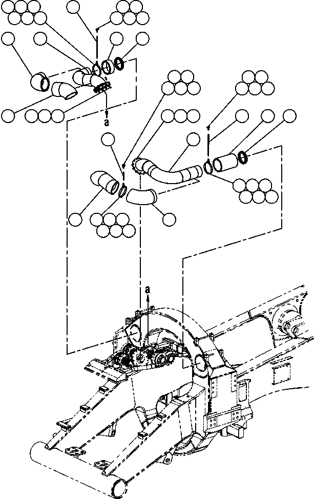 Komatsu parts book diagram for AFE59-BJ 930E-4 S/N A30694, A30695, A30698, A30709 & A30723    DOWNER EDI MINING: EXHAUST PIPING ( 1/2)