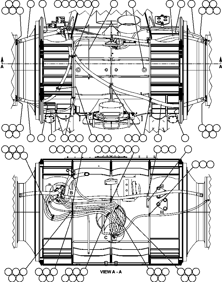 Komatsu parts book diagram for AFE59-BJ 930E-4 S/N A30694, A30695, A30698, A30709 & A30723    DOWNER EDI MINING: REAR AXLE HYDRAULIC PIPING ( 1/2)