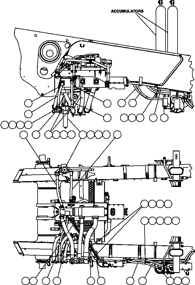 Komatsu parts book diagram for AFE59-BM 930E-4 S/N A30712 - A30714      CODELCO: STEERING SYSTEM PIPING ( 3/3)