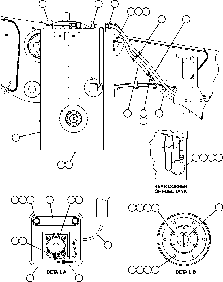 Komatsu parts book diagram for AFE59-BM 930E-4 S/N A30712 - A30714      CODELCO: FUEL TANK INSTALLATION & PIPING ( 1/2)