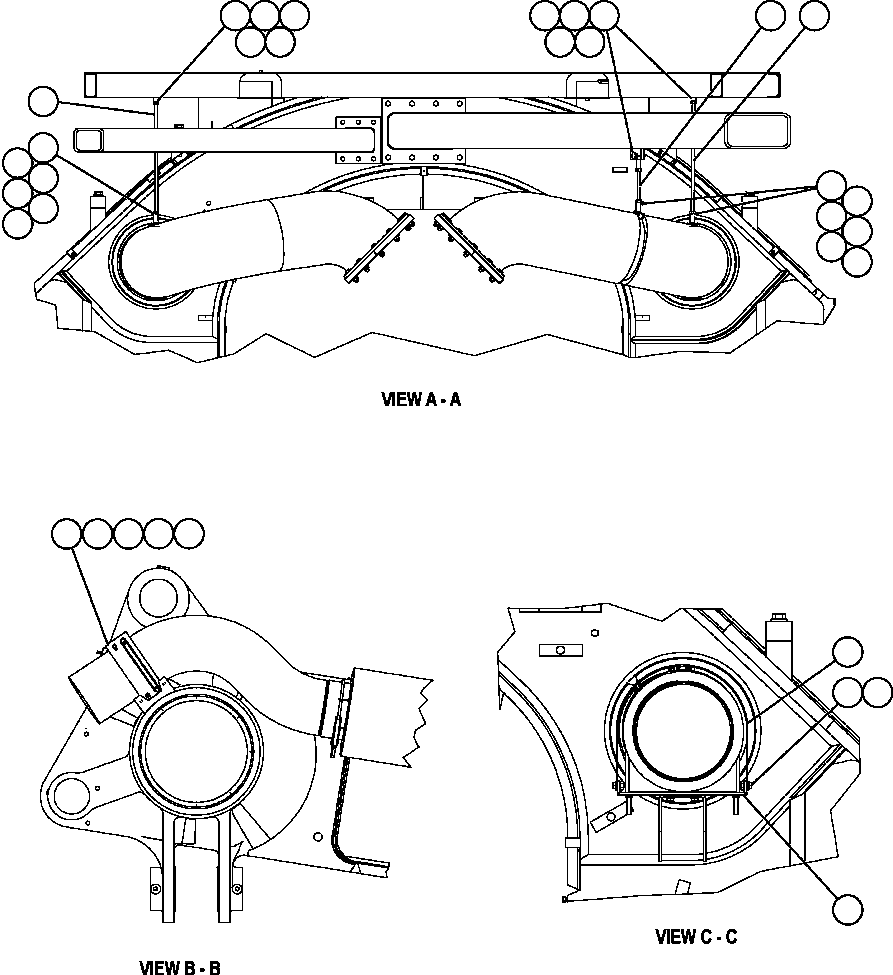 Komatsu parts book diagram for AFE59-BR 930E-4 S/N A30742     FORDING: EXHAUST PIPING ( 2/2)