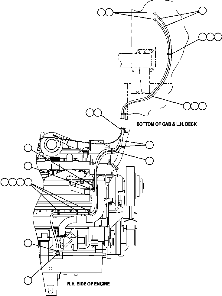 Komatsu parts book diagram for AFE59-BR 930E-4 S/N A30742     FORDING: HEATER HOSE INSTALLATION