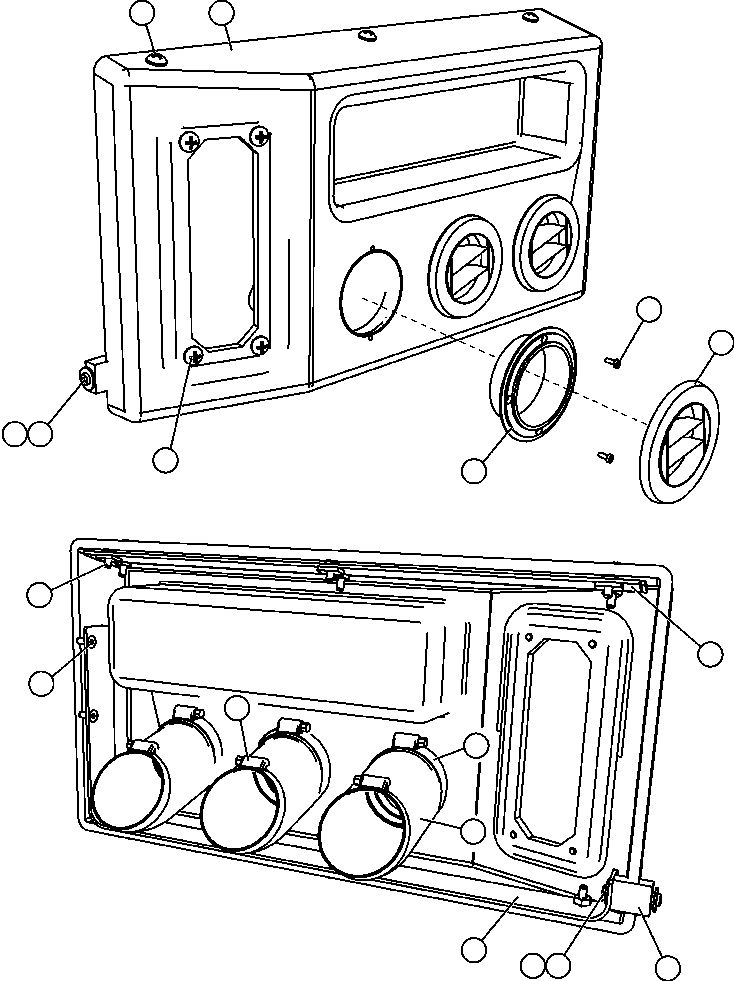 Komatsu parts book diagram for AFE59-BR 930E-4 S/N A30742     FORDING: HEATER/AIR CONDITIONER DASH MODULE (EL5677)