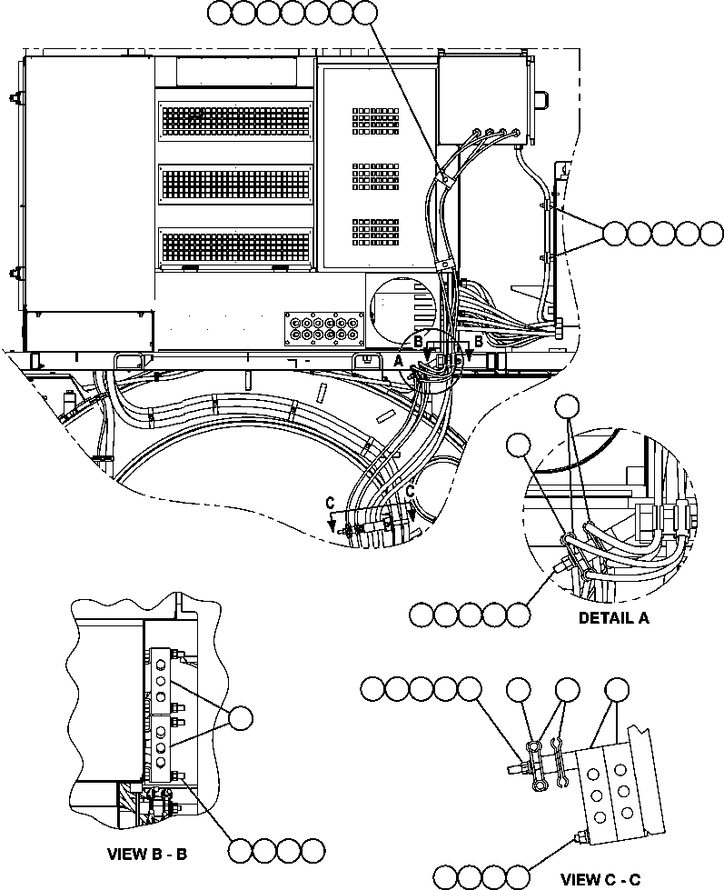 Komatsu parts book diagram for AFE59-BR 930E-4 S/N A30742     FORDING: POWER CABLE ROUTING (REAR VIEW)  2/2