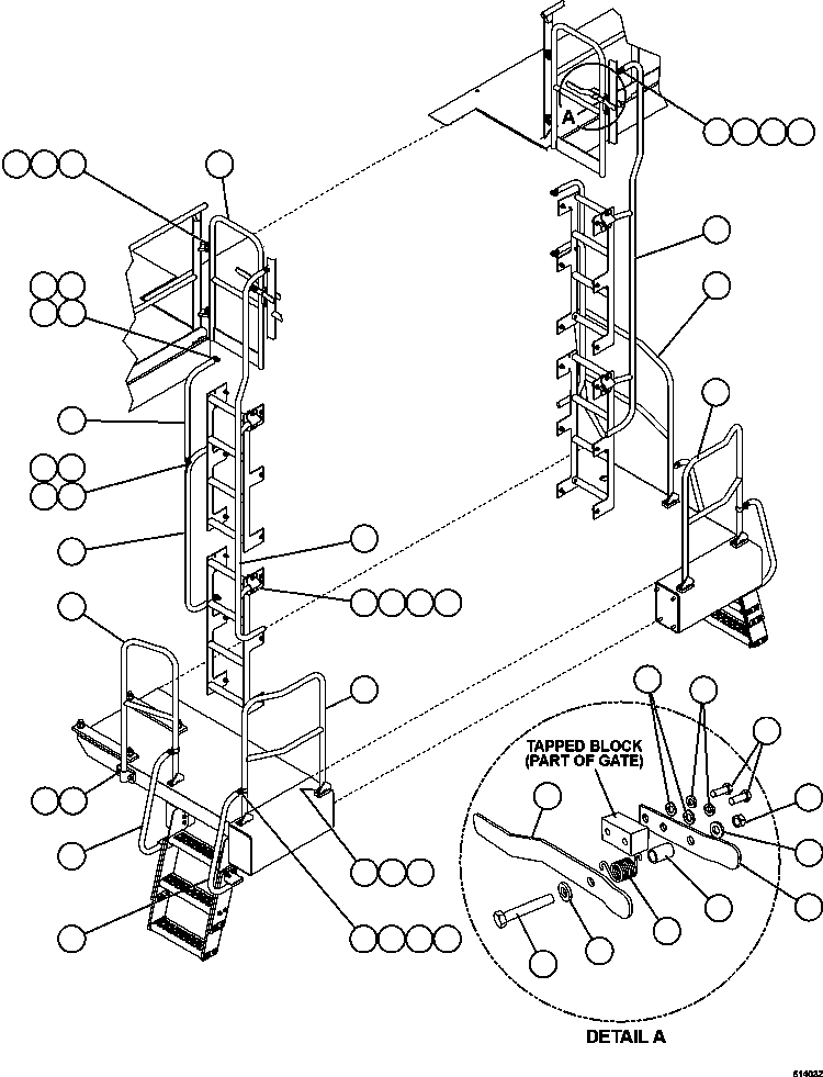 Komatsu parts book diagram for AFE59-CY 930E-4 S/N A30990 & A30991    HYCROFT: HANDRAILS - LADDERS, STEPS & PLATFORMS
