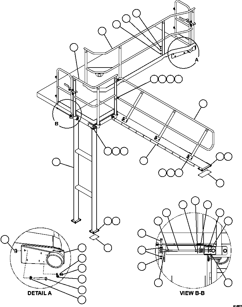 Komatsu parts book diagram for AFE59-CY 930E-4 S/N A30990 & A30991    HYCROFT: DIAGONAL LADDER & PLATFORM - L.H.