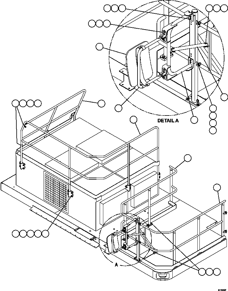 Komatsu parts book diagram for AFE59-CY 930E-4 S/N A30990 & A30991    HYCROFT: HANDRAILS & MIRROR - R.H. DECK