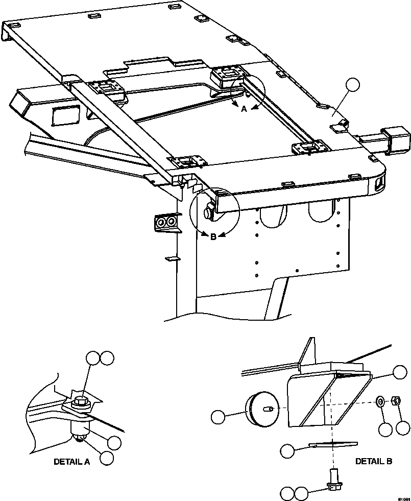 Komatsu parts book diagram for AFE59-CY 930E-4 S/N A30990 & A30991    HYCROFT: L.H. DECK & BUMPER MOUNTING