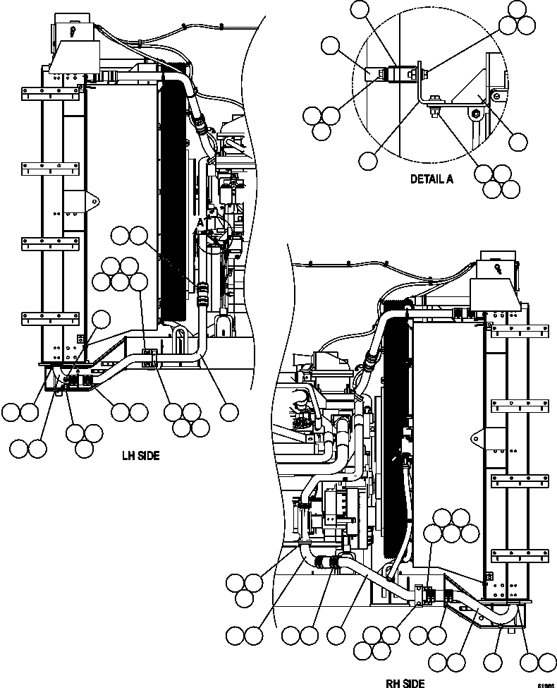 Komatsu parts book diagram for AFE59-CY 930E-4 S/N A30990 & A30991    HYCROFT: RADIATOR PIPING  3/4
