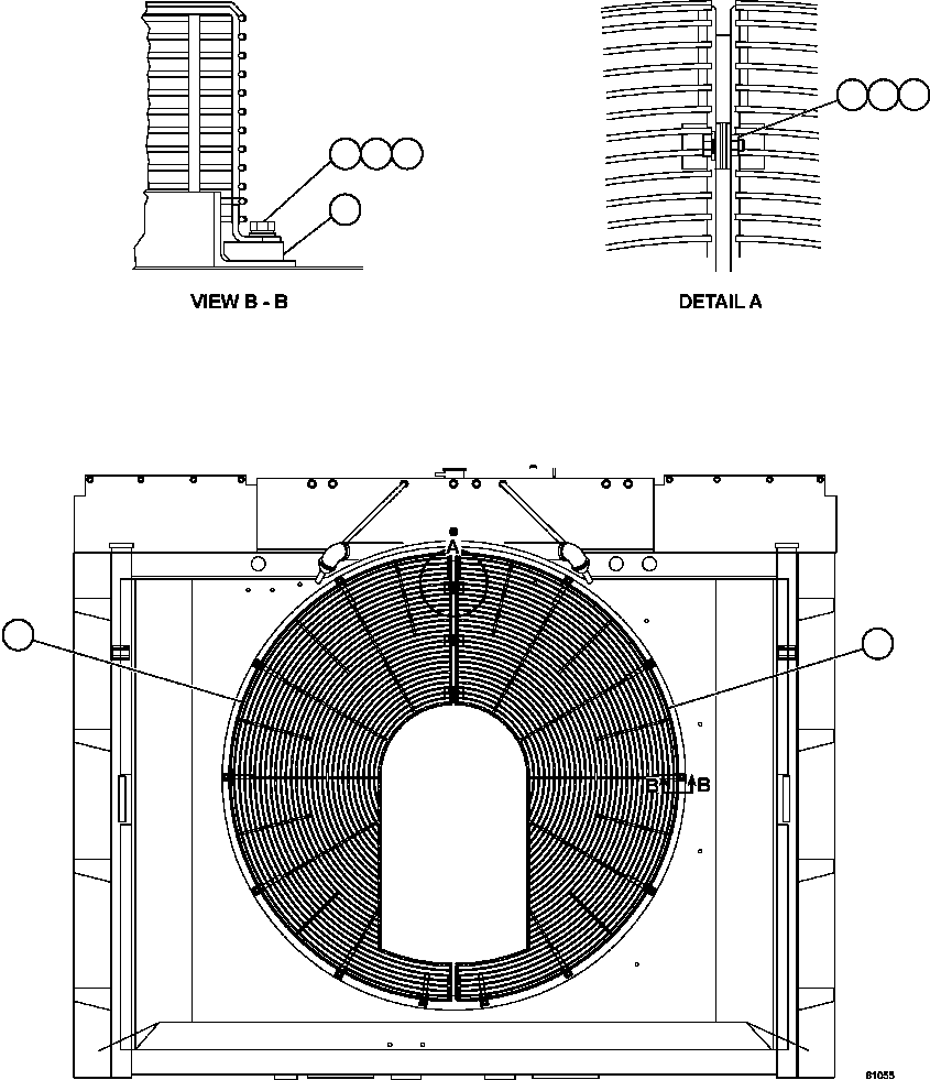 Komatsu parts book diagram for AFE59-CY 930E-4 S/N A30990 & A30991    HYCROFT: FAN GUARD INSTALLATION