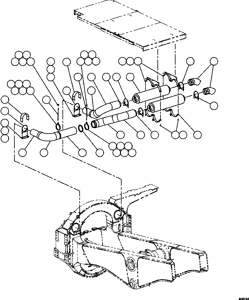 Komatsu parts book diagram for AFE59-CY 930E-4 S/N A30990 & A30991    HYCROFT: EXHAUST PIPING   2/2