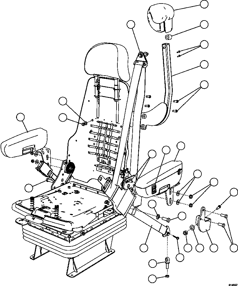 Komatsu parts book diagram for AFE59-CY 930E-4 S/N A30990 & A30991    HYCROFT: SEAT ASSEMBLY 2/2     PC2820