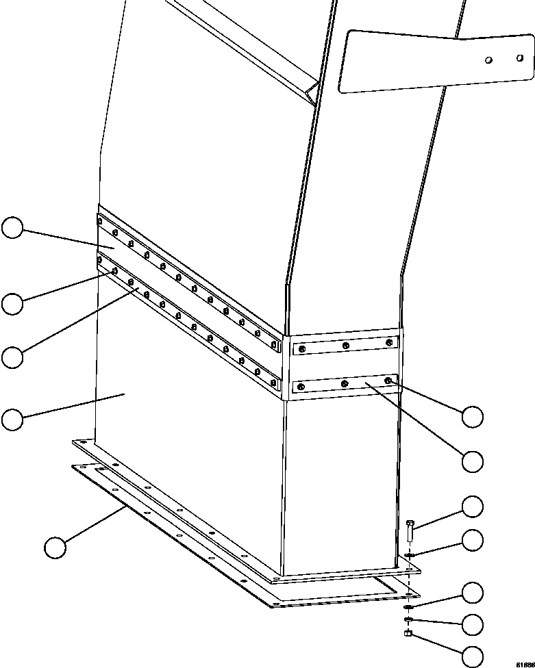 Komatsu parts book diagram for AFE59-CY 930E-4 S/N A30990 & A30991    HYCROFT: BLOWER INLET DUCT TRANSITION INSTALLATION