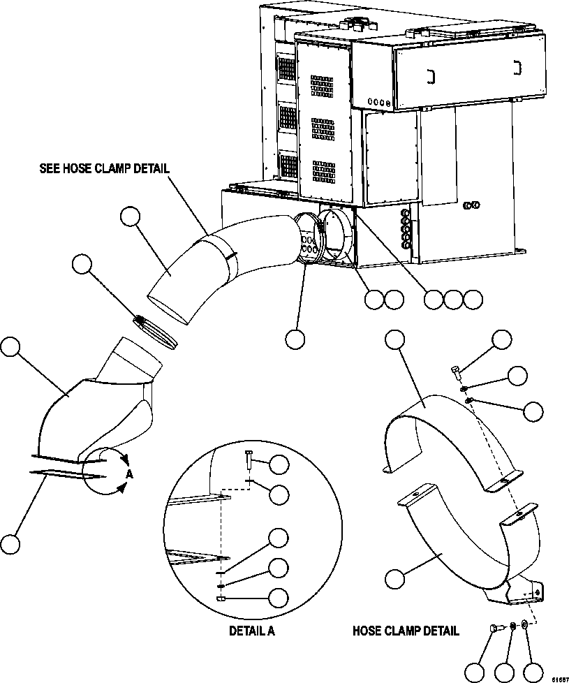 Komatsu parts book diagram for AFE59-CY 930E-4 S/N A30990 & A30991    HYCROFT: CONTROL CABINET BLOWER HOSE INSTALLATION