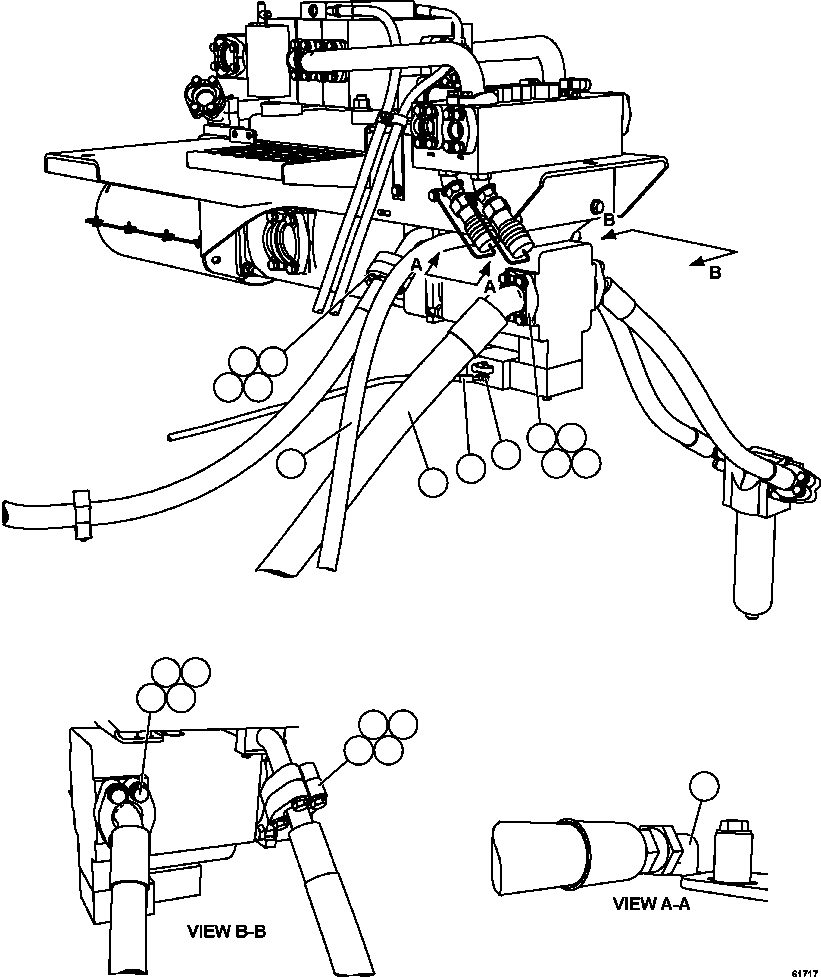 Komatsu parts book diagram for AFE59-CY 930E-4 S/N A30990 & A30991    HYCROFT: PUMP MODULE - STEERING PUMP PIPING
