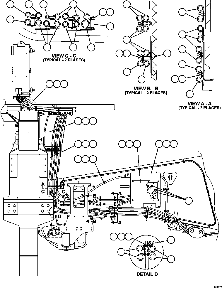 Komatsu parts book diagram for AFE59-CY 930E-4 S/N A30990 & A30991    HYCROFT: HYDRAULIC BRAKE CABINET HOSE ROUTING    3/3