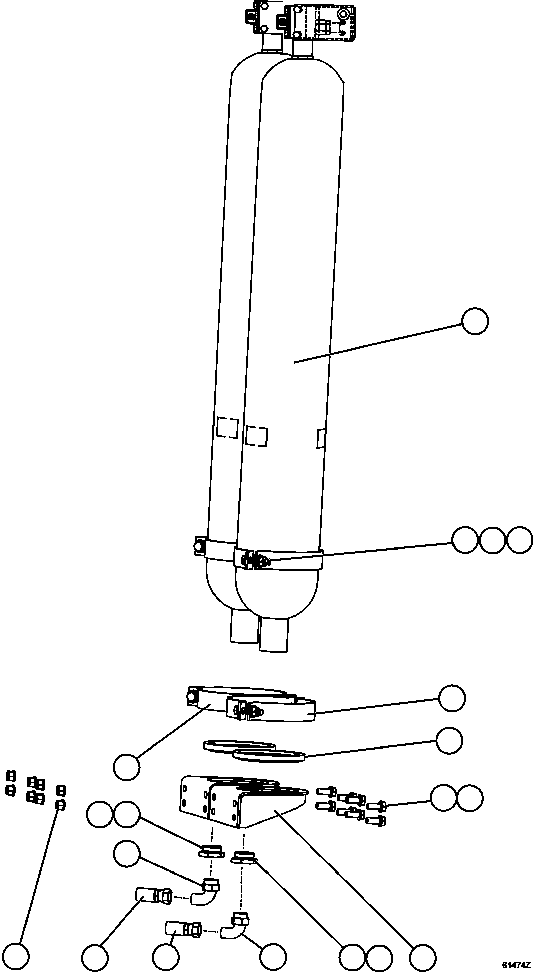 Komatsu parts book diagram for AFE59-CY 930E-4 S/N A30990 & A30991    HYCROFT: STEERING ACCUMULATOR INSTALLATION