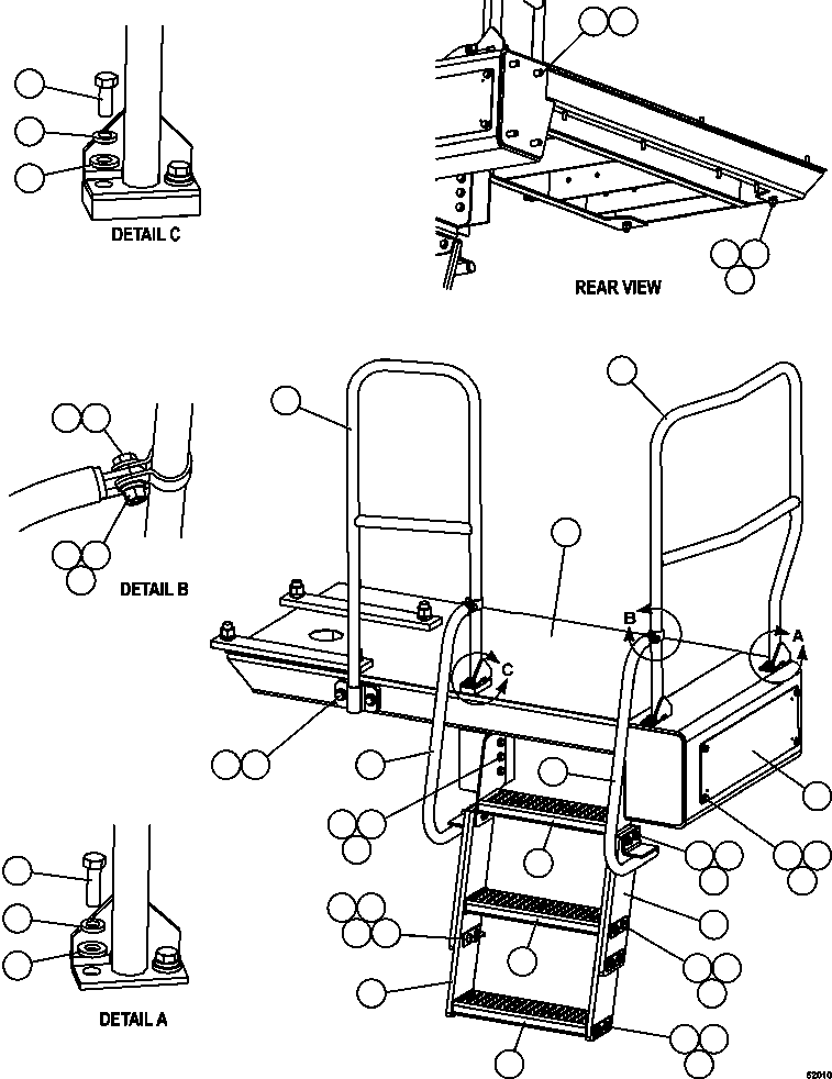 Dump Trucks Komatsu / AFE59-EQ 930E-4 S/N A31409, A31411, A31417, A31443, A31453, A31478, A31482, A31496, A31505, A31509, A31513, A31533, A31543, A31551, A31579, A31588, A31592 & A31594  FMG(AFE59-EQ) / RH STEPS & PLATFORM(034 : 62010)