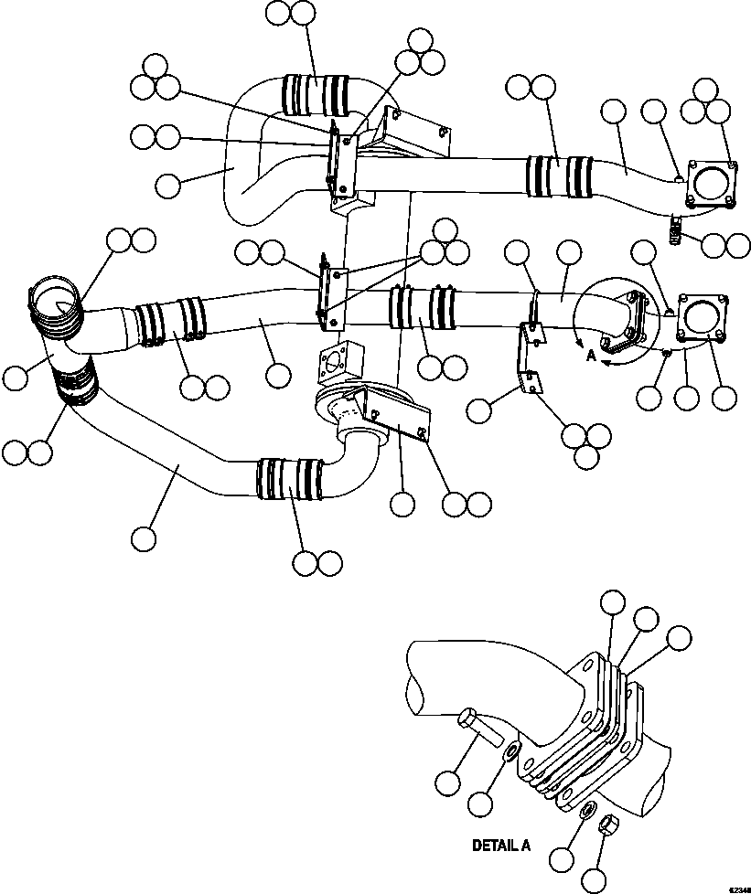 Dump Trucks Komatsu / AFE59-EQ 930E-4 S/N A31409, A31411, A31417, A31443, A31453, A31478, A31482, A31496, A31505, A31509, A31513, A31533, A31543, A31551, A31579, A31588, A31592 & A31594  FMG(AFE59-EQ) / RADIATOR PIPING   3/3   (S/N A31417 & UP)(060 : 62346)