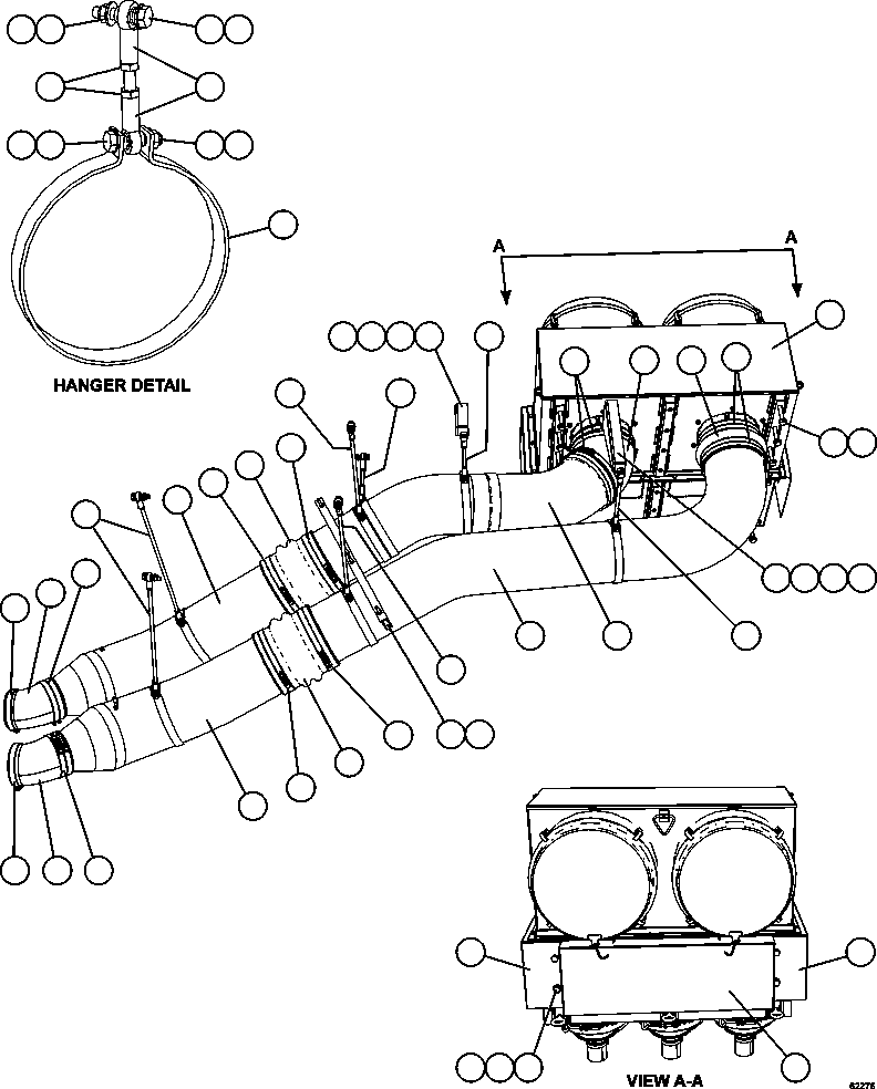 Dump Trucks Komatsu / AFE59-EQ 930E-4 S/N A31409, A31411, A31417, A31443, A31453, A31478, A31482, A31496, A31505, A31509, A31513, A31533, A31543, A31551, A31579, A31588, A31592 & A31594  FMG(AFE59-EQ) / AIR CLEANER PIPING & INSTALLATION - RH(070 : 62276)