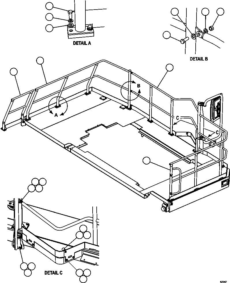 Komatsu parts book diagram for AFE59-EZ 930E-4 S/N A31527, A31539, A31541, A31553, A31555, A31563 & A31565  LOS PELAMBRES: L.H. DECK HANDRAILS
