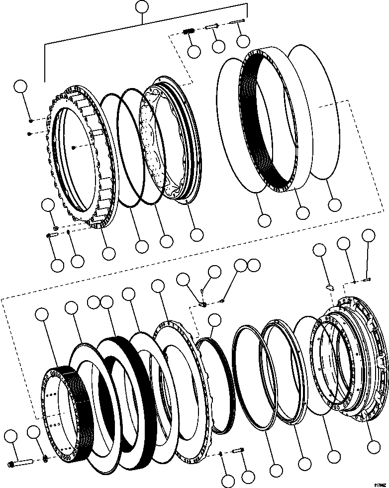 Komatsu parts book diagram for AFE59-EZ 930E-4 S/N A31527, A31539, A31541, A31553, A31555, A31563 & A31565  LOS PELAMBRES: REAR BRAKE ASSEMBLY         XB0834