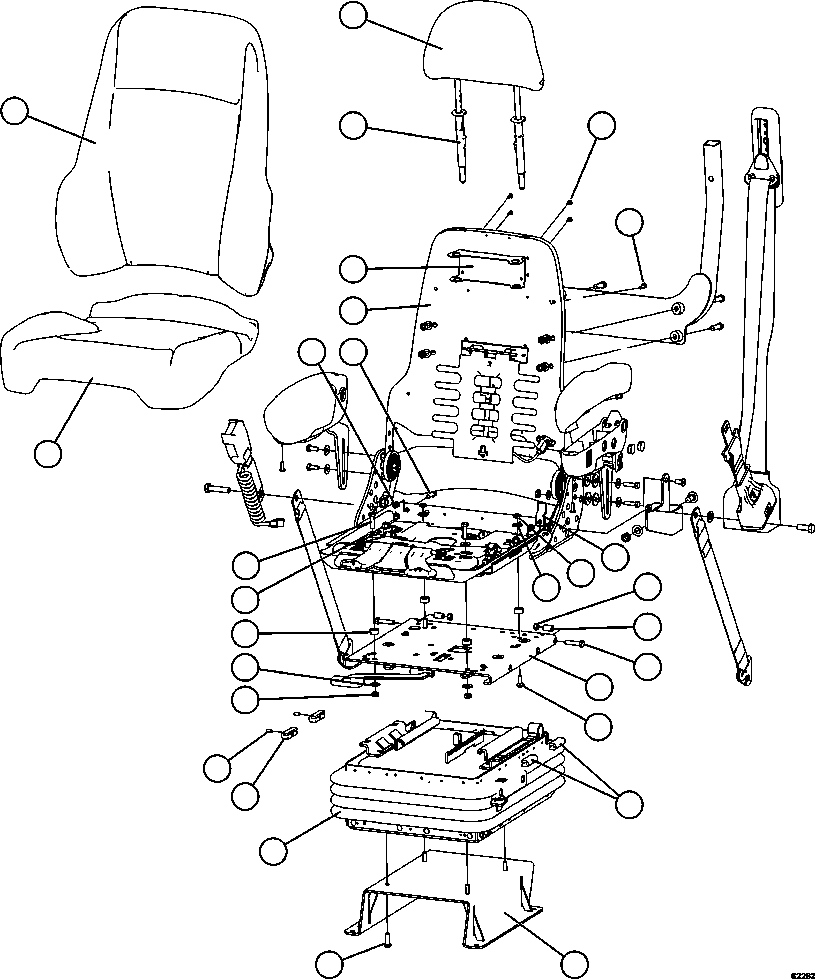Komatsu parts book diagram for AFE59-EZ 930E-4 S/N A31527, A31539, A31541, A31553, A31555, A31563 & A31565  LOS PELAMBRES: SEAT ASSEMBLY    1/2     58E-57-00500