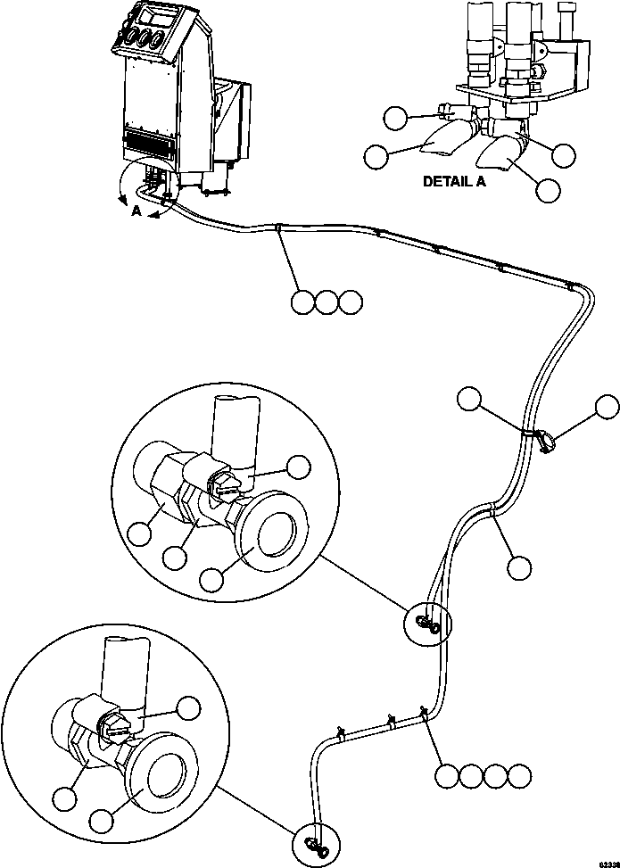Komatsu parts book diagram for AFE59-EZ 930E-4 S/N A31527, A31539, A31541, A31553, A31555, A31563 & A31565  LOS PELAMBRES: HEATER HOSE INSTALLATION