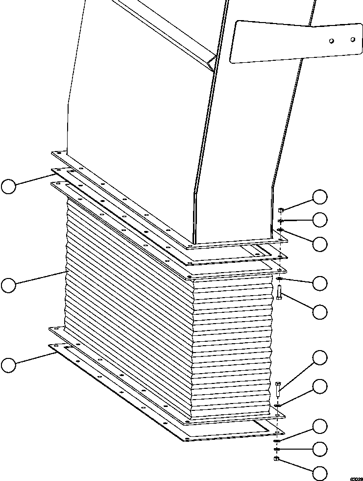 Komatsu parts book diagram for AFE59-EZ 930E-4 S/N A31527, A31539, A31541, A31553, A31555, A31563 & A31565  LOS PELAMBRES: BLOWER INLET DUCT TRANSITION INSTALLATION