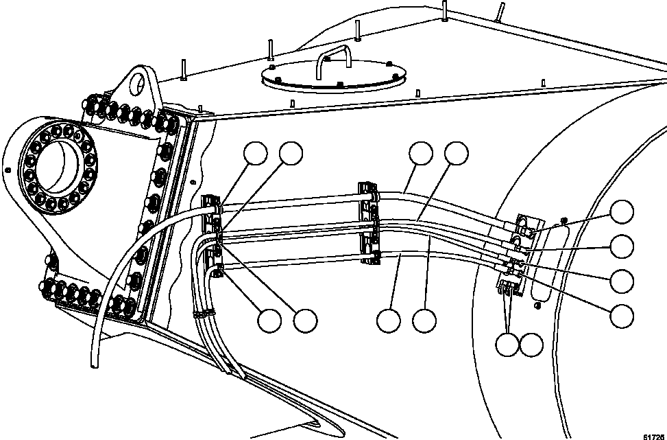 Komatsu parts book diagram for AFE59-EZ 930E-4 S/N A31527, A31539, A31541, A31553, A31555, A31563 & A31565  LOS PELAMBRES: BRAKE APPLY PIPING   3/4