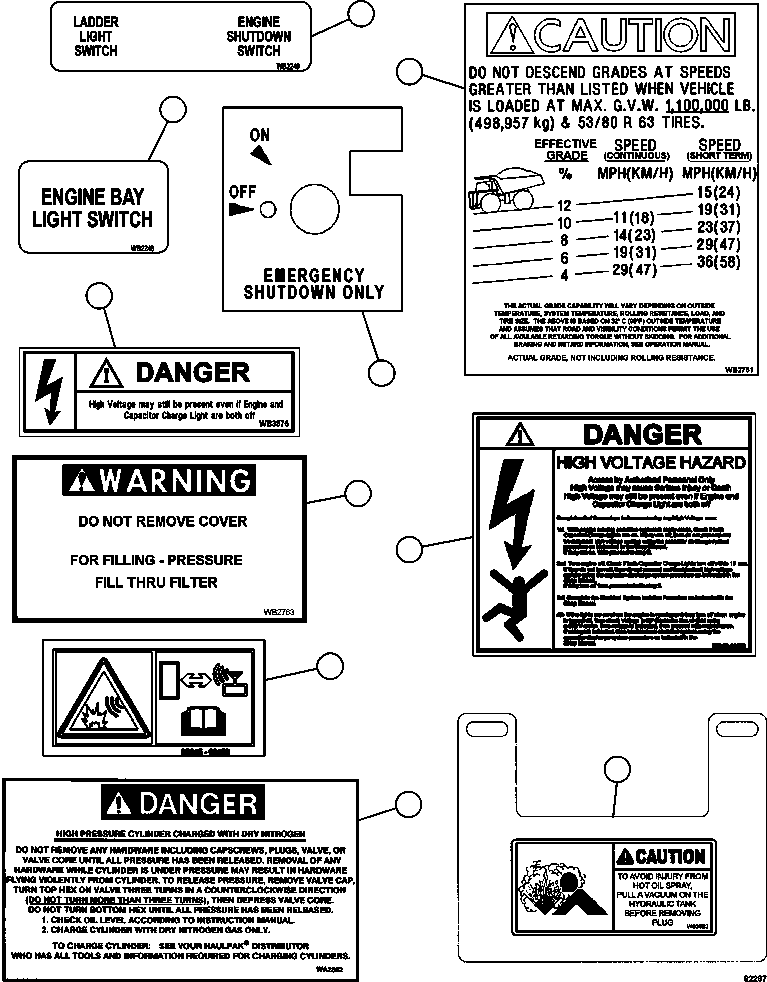 Komatsu parts book diagram for AFE59-FF 930E-4 S/N A31624 & A31628  ANTELOPE COAL: DECALS & WARNINGS  4/4
