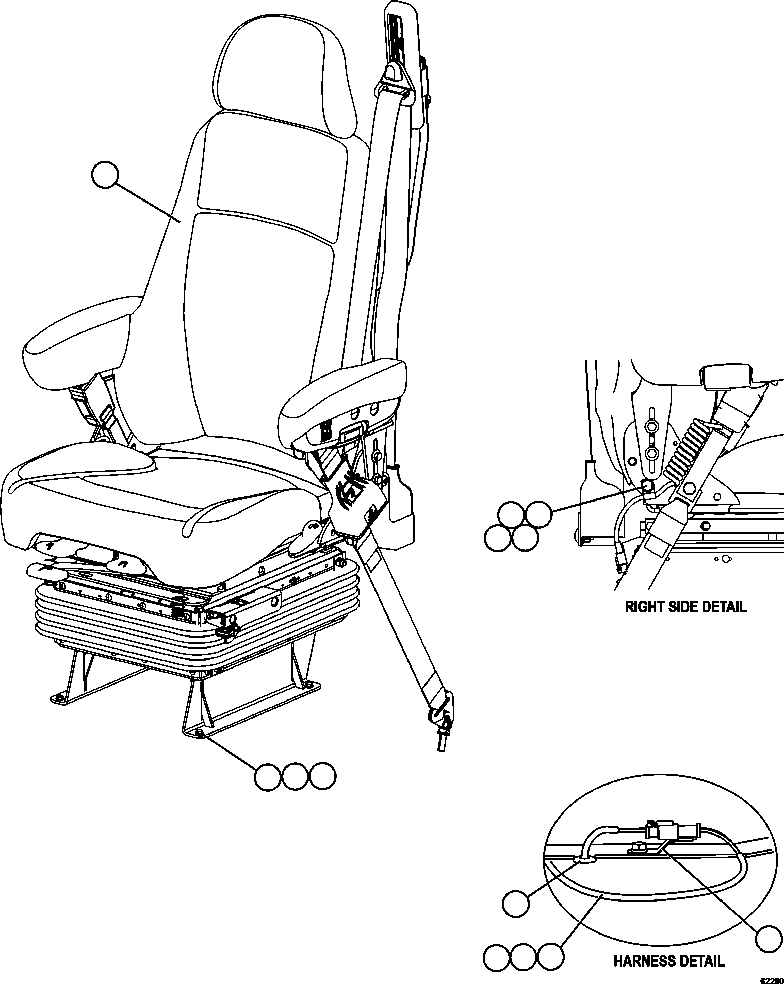 Komatsu parts book diagram for AFE59-FF 930E-4 S/N A31624 & A31628  ANTELOPE COAL: OPERATOR SEAT INSTALLATION