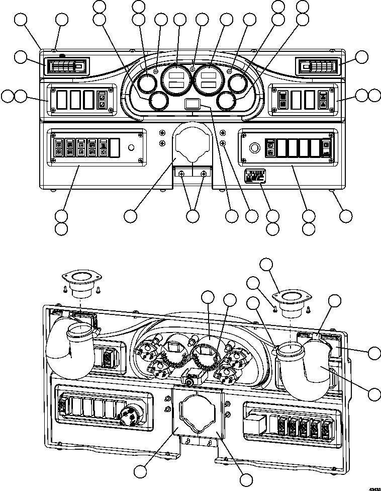Komatsu parts book diagram for AFE59-FF 930E-4 S/N A31624 & A31628  ANTELOPE COAL: INSTRUMENT PANEL ASSEMBLY    EM4322