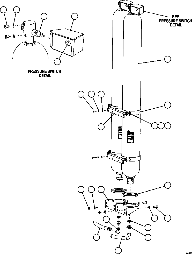 Komatsu parts book diagram for AFE59-FF 930E-4 S/N A31624 & A31628  ANTELOPE COAL: STEERING ACCUMULATOR INSTALLATION
