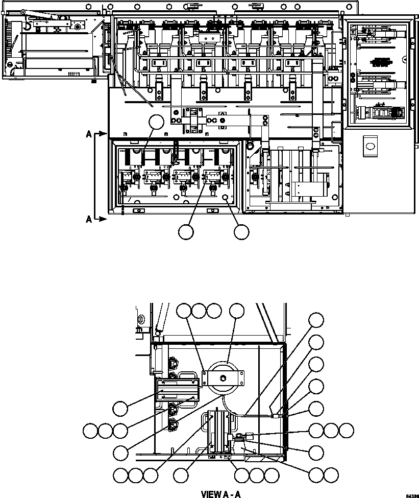 Komatsu parts book diagram for AFE59-FF 930E-4 S/N A31624 & A31628  ANTELOPE COAL: CONTROL CABINET - TOP VIEW    2/2