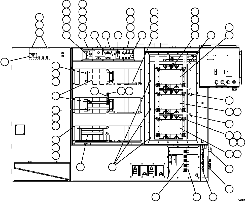 Komatsu parts book diagram for AFE59-FF 930E-4 S/N A31624 & A31628  ANTELOPE COAL: CONTROL CABINET - REAR VIEW
